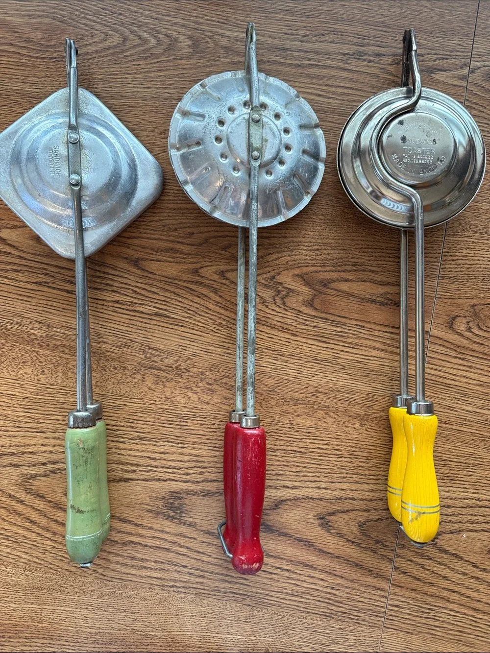 VTG Pie Iron Trio Lot - KwiKi-Pi, Nutbrown England, S&R Square Campfire Toasters